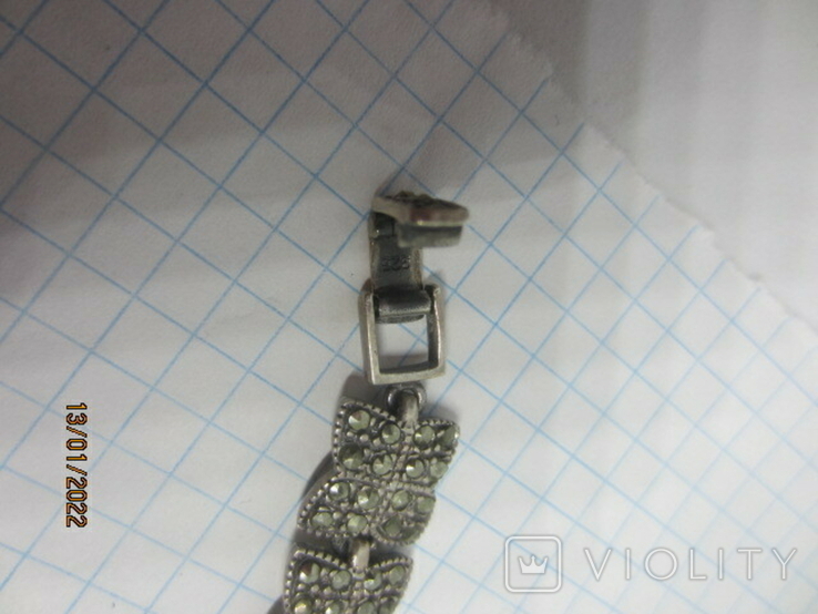 925 Silver Drip Bracelet with Marcasite Vintage Stones, photo number 9