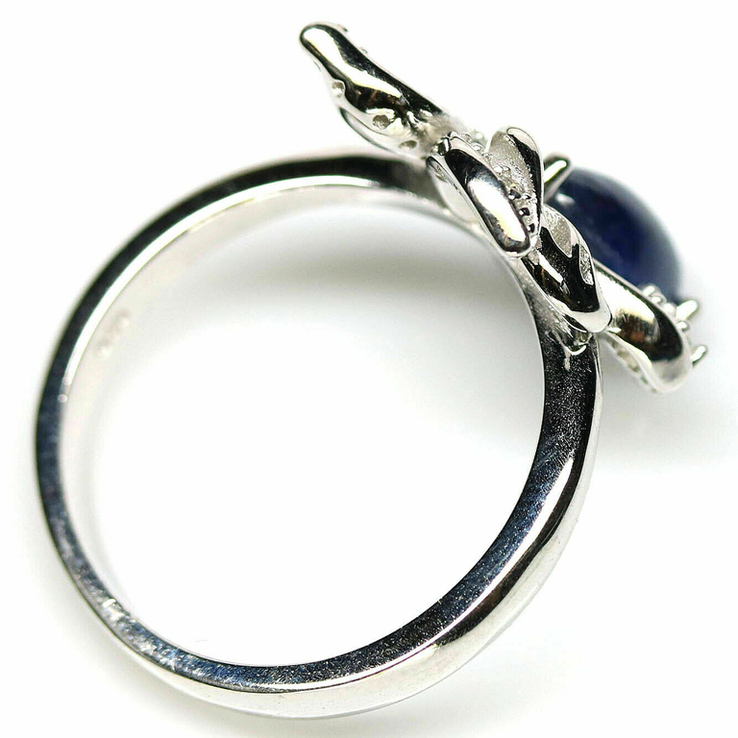 Кольцо серебряное 925 натуральный сапфир, цирконий. Р-18.3, photo number 4