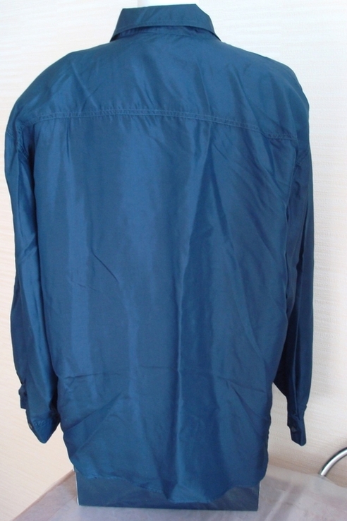 Debbie Morgan 100% pure silk Шелковая шикарная рубашка женская дл рукав синяя, photo number 6