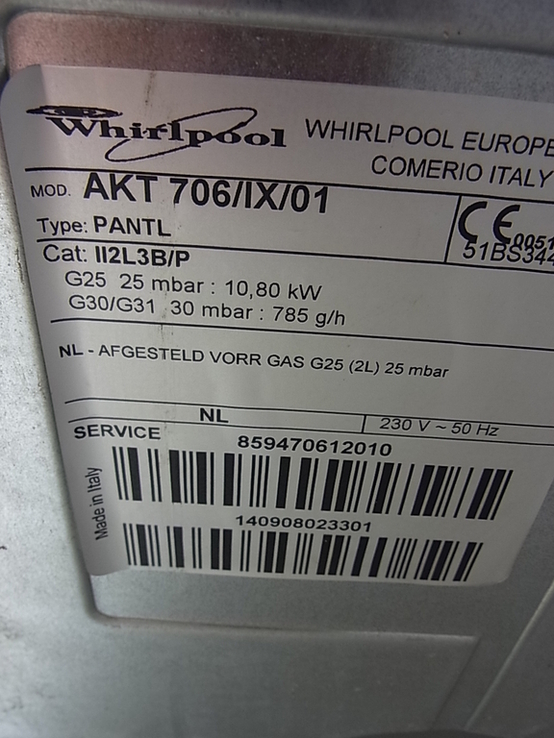 Варочна поверхня Газова WHIRLPOOL AKT706/IX/01 73*51 см Незалежна 5 камфор №-8 з Німеччини, photo number 13