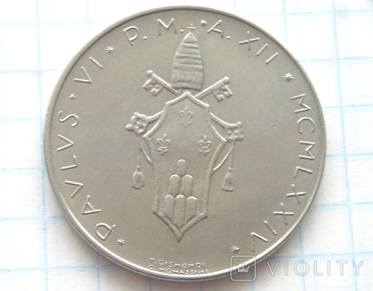  100 лир, Ватикан, 1974г., фото №3