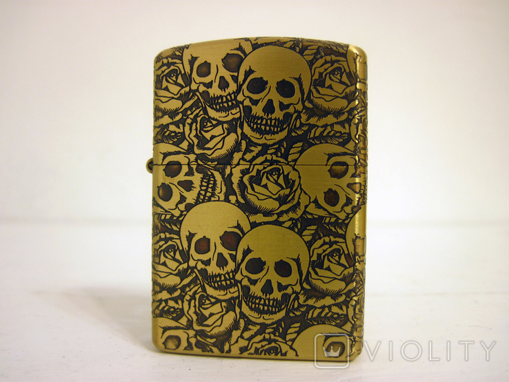 Бензиновая зажигалка Zippo Skull Gold новая в коробке, фото №10