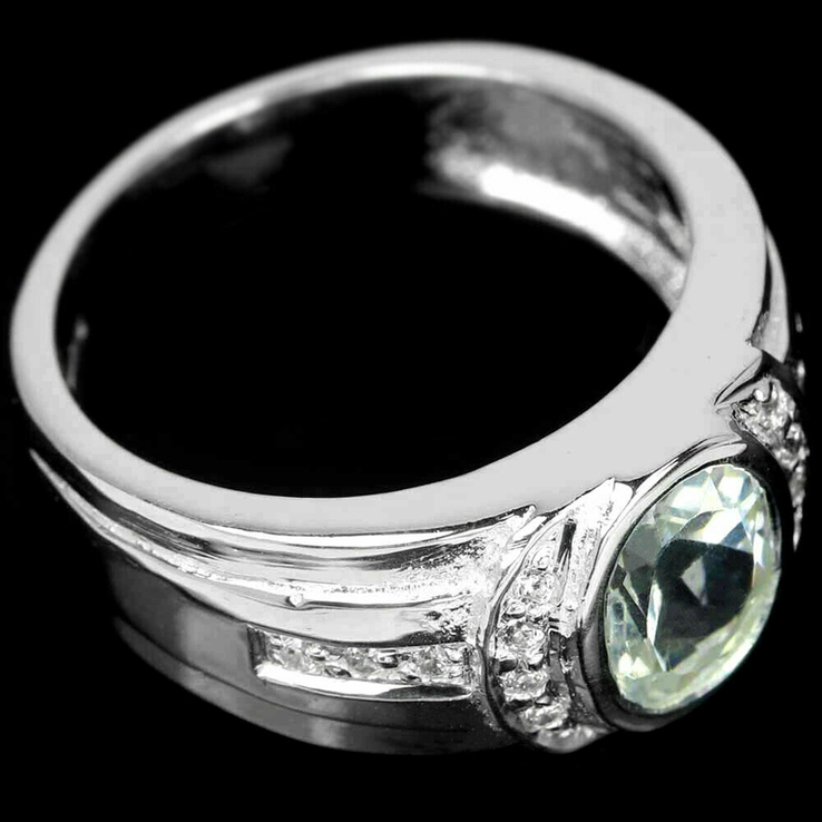 Кольцо серебряное 925 натуральный белый топаз, цирконий. Р-17.1, photo number 4