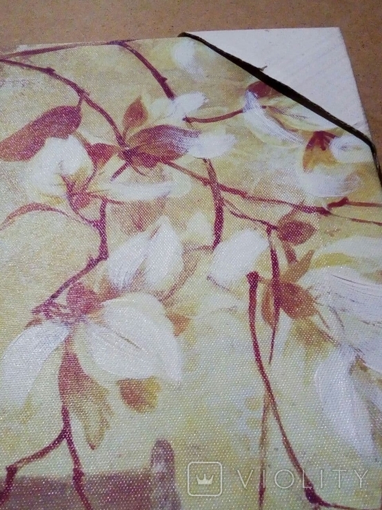 Картина цветы искусственный холст дорисовка маслом, фото №5
