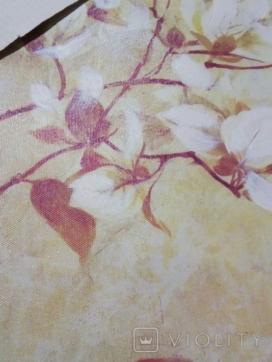Картина цветы искусственный холст дорисовка маслом, фото №9