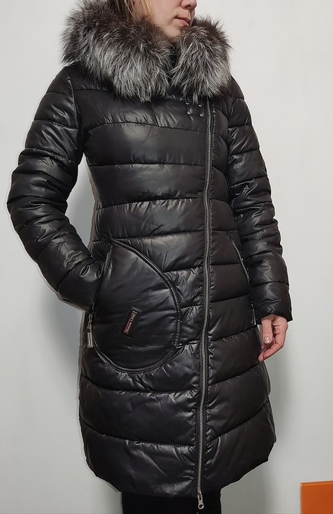 Пальто на холофайбері, пуховик з чорнобуркою роз S, фото №2