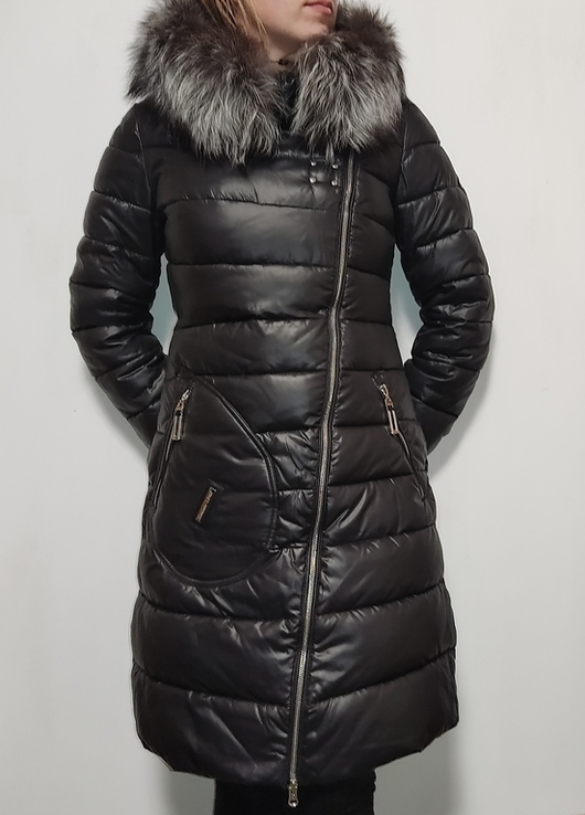 Пальто на холофайбері, пуховик з чорнобуркою роз S, фото №6