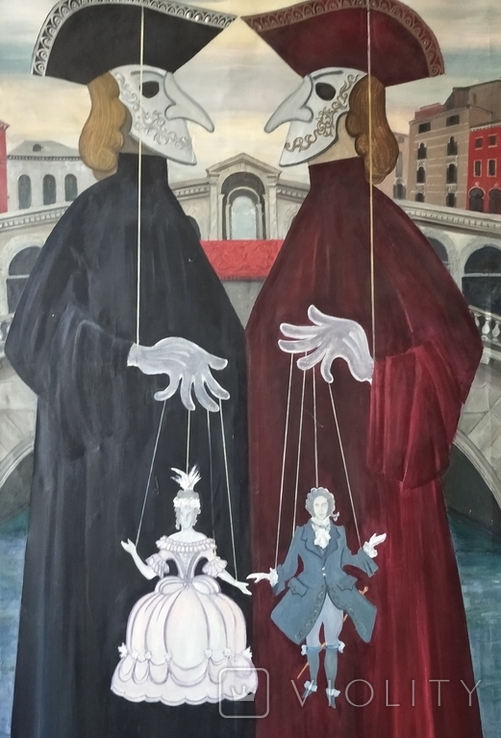 "Венецианский карнавал(кукловоды)"х.м.150х90.С.Ивченко, фото №8