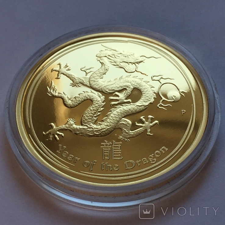 Золотая монета Австралии 100 долларов Год Дракона 2012 г. 1OZ(31.1 г) ПРУФ., фото №4
