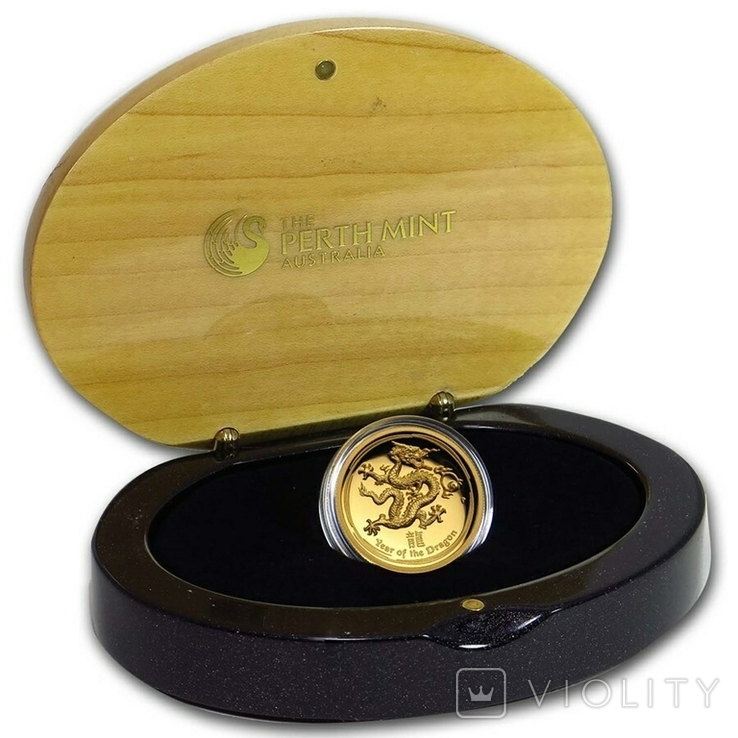 Золотая монета Австралии 100 долларов Год Дракона 2012 г. 1OZ(31.1 г) ПРУФ., фото №8