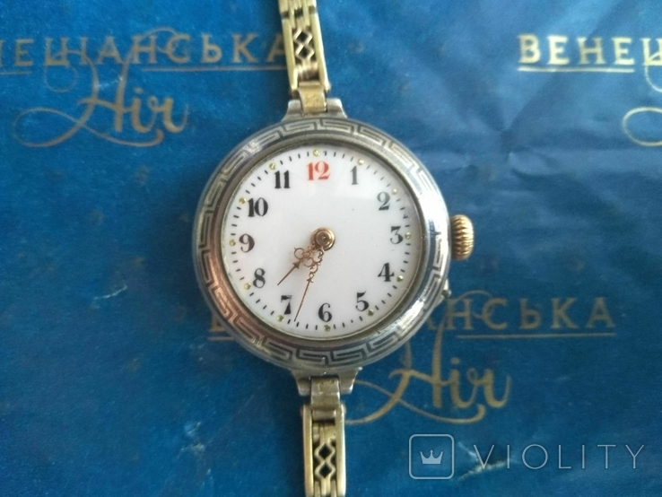 Годинник жіночий срібний чернений зі срібним браслетом, фото №2