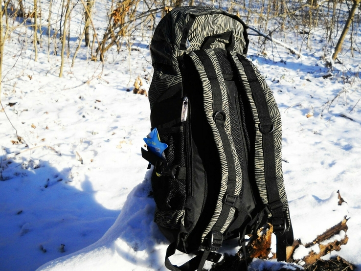 Рюкзак туристический спортивный 45 литров дышащая спина серый с черным, фото №3