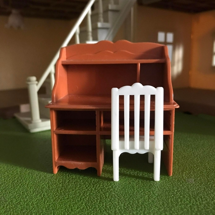 Мебель для кукольного домика парта письменный стол стул, фото №2