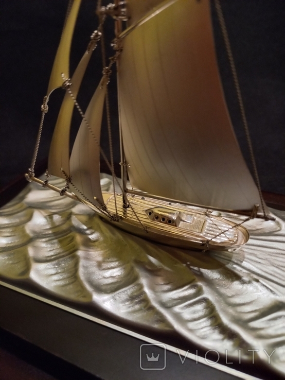 Яхта,корабль из серебра размер маленький, фото №4