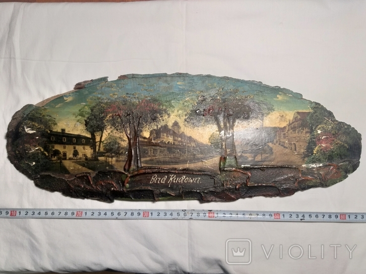 An antique panel on a cut of a tree. Pre-war., photo number 2