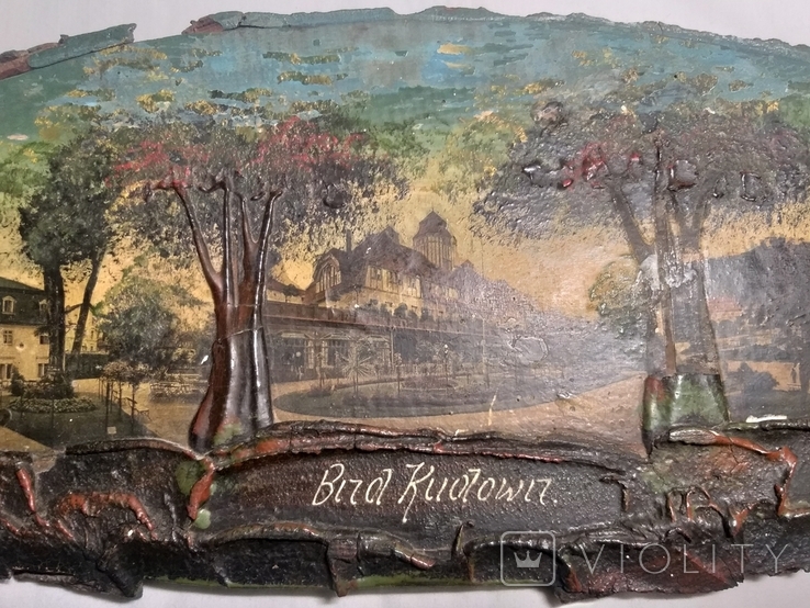 An antique panel on a cut of a tree. Pre-war., photo number 5