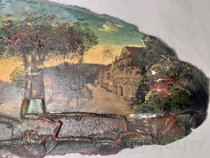 An antique panel on a cut of a tree. Pre-war., photo number 6