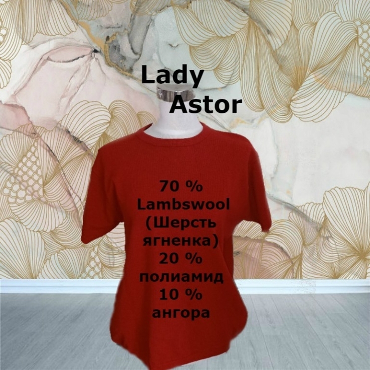 Lady Astor Шерстяной ягненка теплый свитер женский короткий рукав красный, numer zdjęcia 2