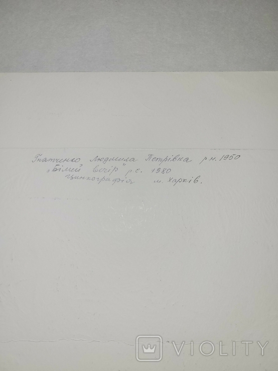 Цинкография "Білий вечір", Гнатченко Л.П., 1980, фото №3