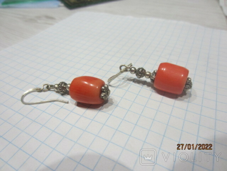 Earrings silver 925 coral vintage, photo number 7