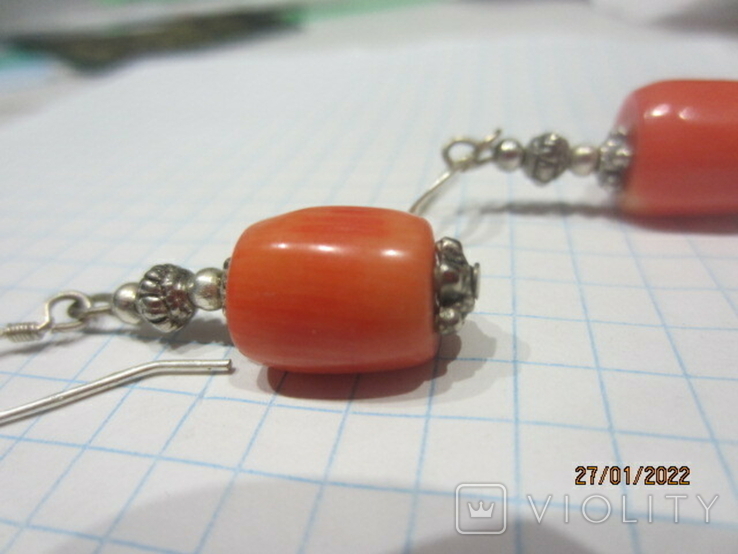 Earrings silver 925 coral vintage, photo number 8