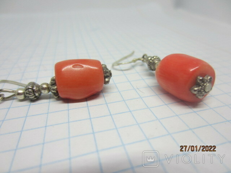 Earrings silver 925 coral vintage, photo number 12