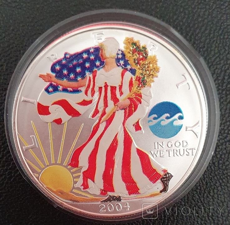 1 доллар США: "Шагающая Свобода Серебрянный орел" 2004 г, серебро