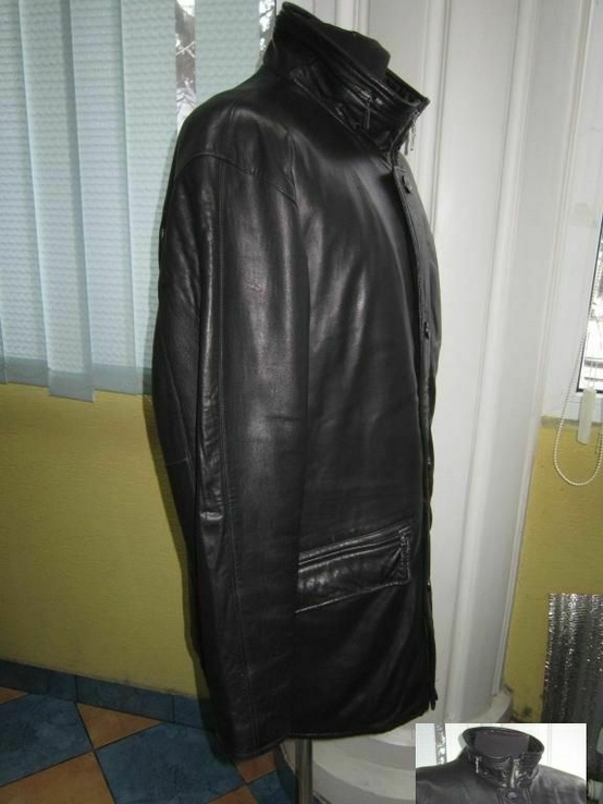 Большая зимняя кожаная мужская куртка PAOLO NEGRATO. Италия. 64р. Лот 711, фото №7
