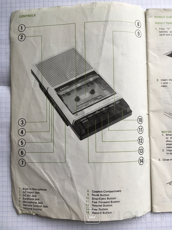 Кассетный пишущий плеер инструкция SANYO SLIM 3, фото №4