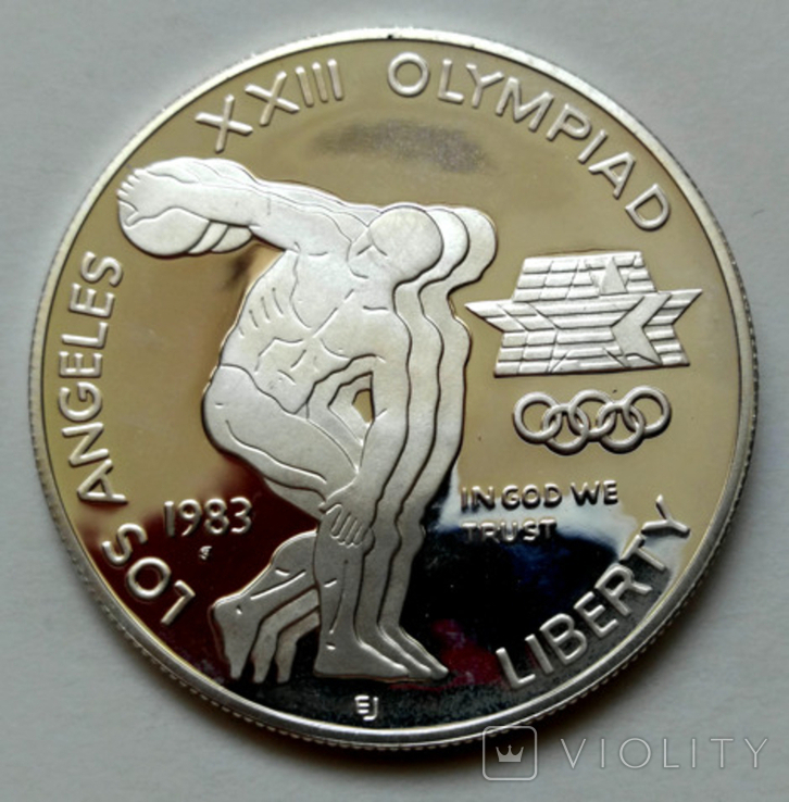 США 1 доллар, 1983 XXIII летние Олимпийские Игры - Дискобол, фото №5