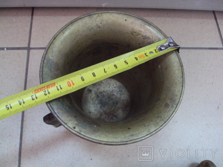 Mortar with pestle bronze height 11.2 cm, diameter 12.3 cm, pestle length 18.5 cm, photo number 7