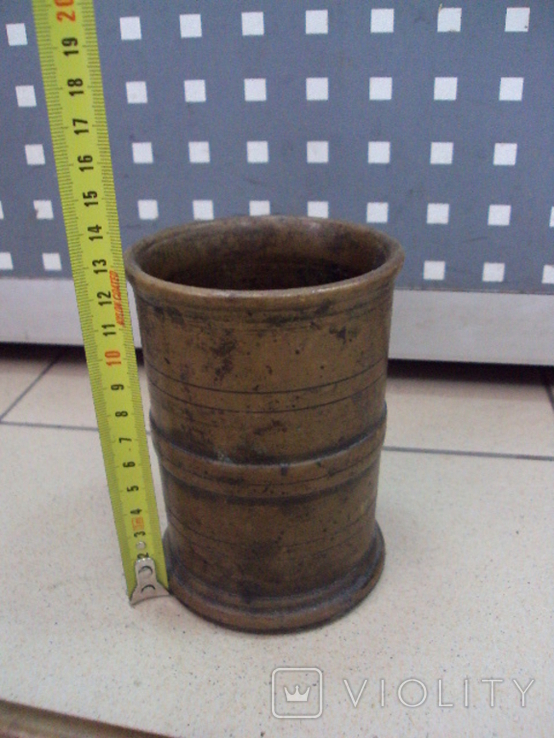 Mortar with pestle bronze height 13 cm, diameter 9 cm, pestle length 23.5 cm, photo number 5