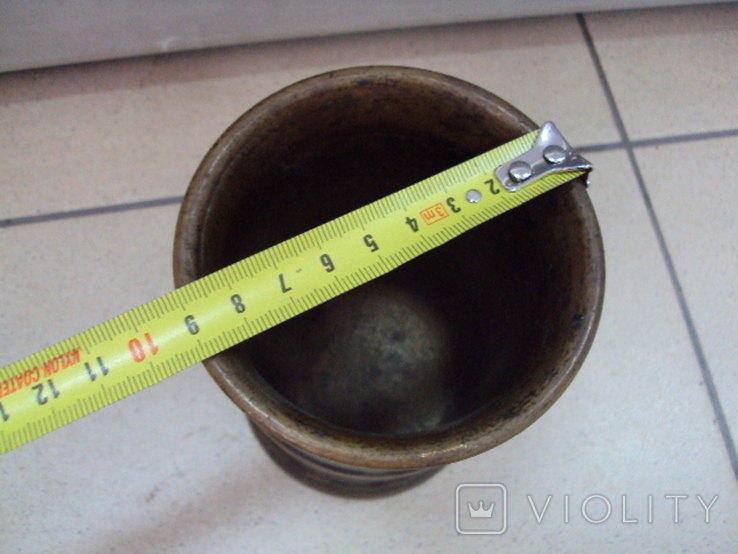 Mortar with pestle bronze height 13 cm, diameter 9 cm, pestle length 23.5 cm, photo number 6