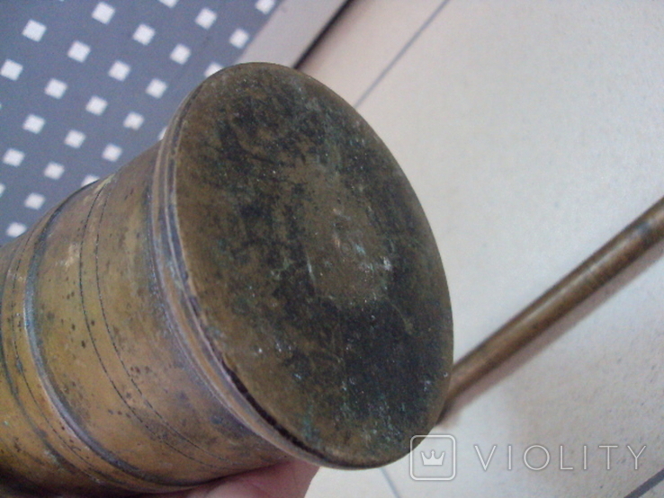 Mortar with pestle bronze height 13 cm, diameter 9 cm, pestle length 23.5 cm, photo number 7