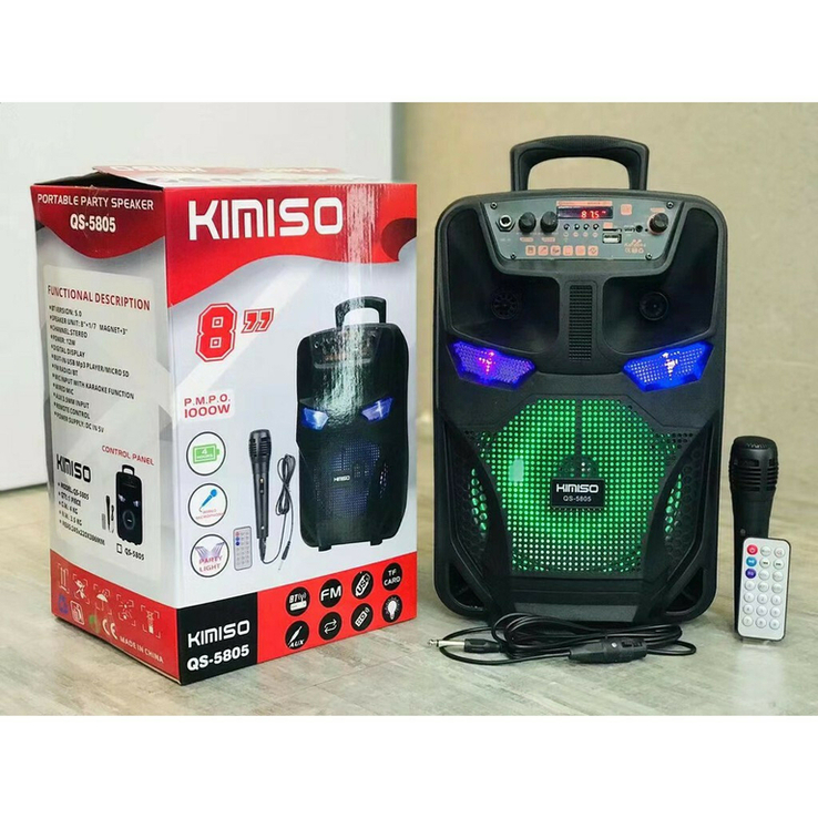 Портативная колонка Kimiso QS-5805 с микрофоном и светомузыкой (USB/BT/FM), фото №2