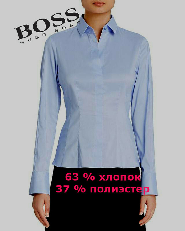 Hugo Boss US 8 оригинал Стильная женская рубашка приталенная дл рукав н. голубой, фото №3