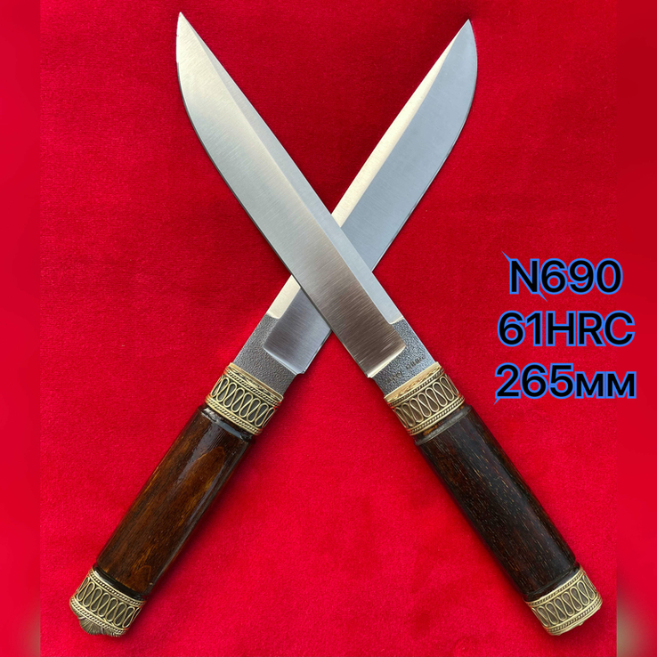 Нож Норвег Ручная Авторская Работа Бронза N690 61HRC 265мм, фото №3