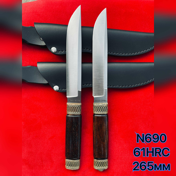 Нож Норвег Ручная Авторская Работа Бронза N690 61HRC 265мм, фото №10