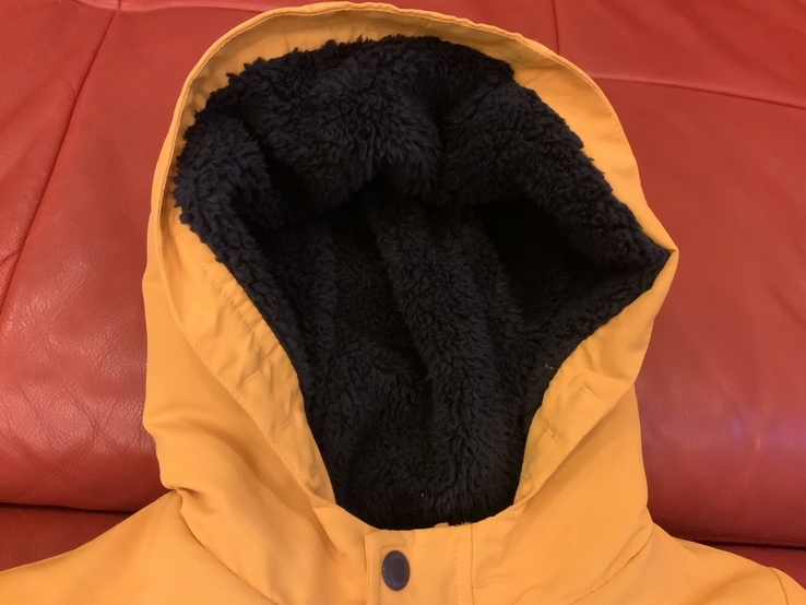 Куртка Mothercare, ярко-желтая, капюшон мех, р.140, фото №9
