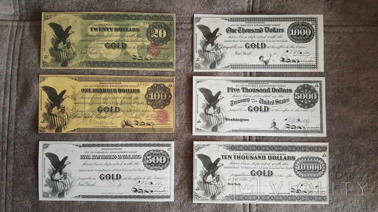 Якісні копії банкнот США з V / Z золотим доларом 1863 року, фото №2