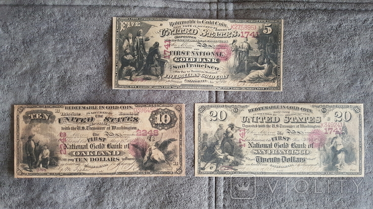 Якісні копії банкнот США з V / Z Nats. Банк «Золотий долар», 1870 рік., фото №4
