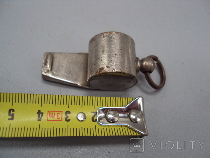 Whistle brass nickel-plated, length 4 cm, photo number 3