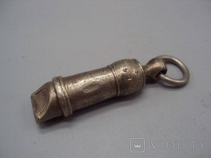 Whistle brass nickel-plated, length 6.1 cm, photo number 3