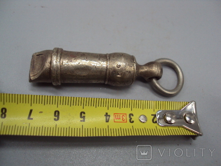 Whistle brass nickel-plated, length 6.1 cm, photo number 5