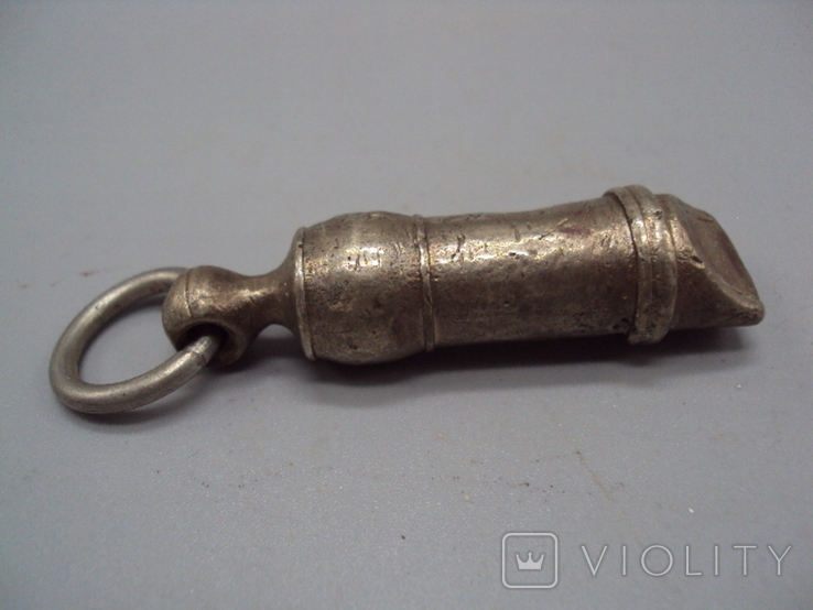 Whistle brass nickel-plated, length 6.1 cm, photo number 7