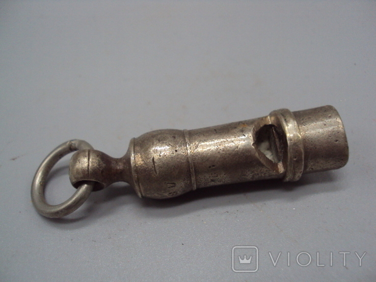 Whistle brass nickel-plated, length 6.1 cm, photo number 2