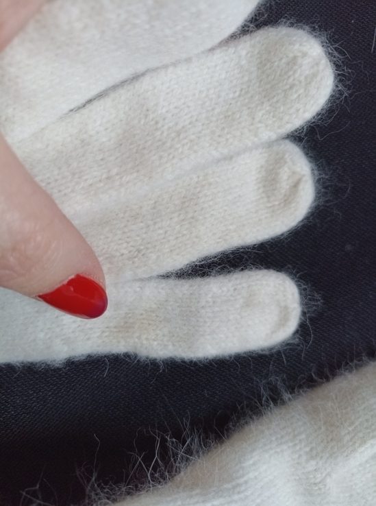Ангора теплые женские перчатки молочного цвета, фото №6