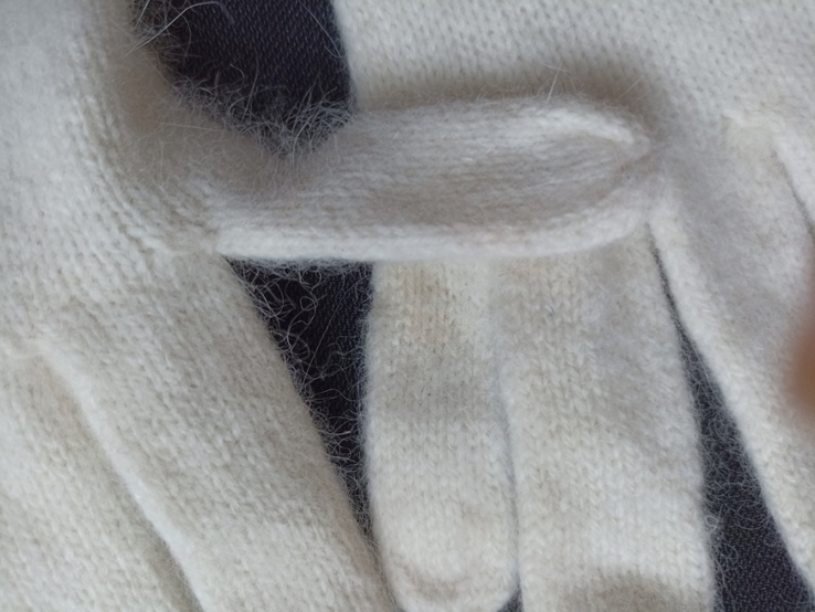 Ангора теплые женские перчатки молочного цвета, фото №7