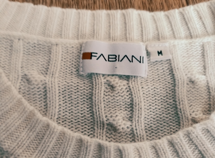 Fabiani Шерстяной теплый женский свитер молочный в косы, фото №10