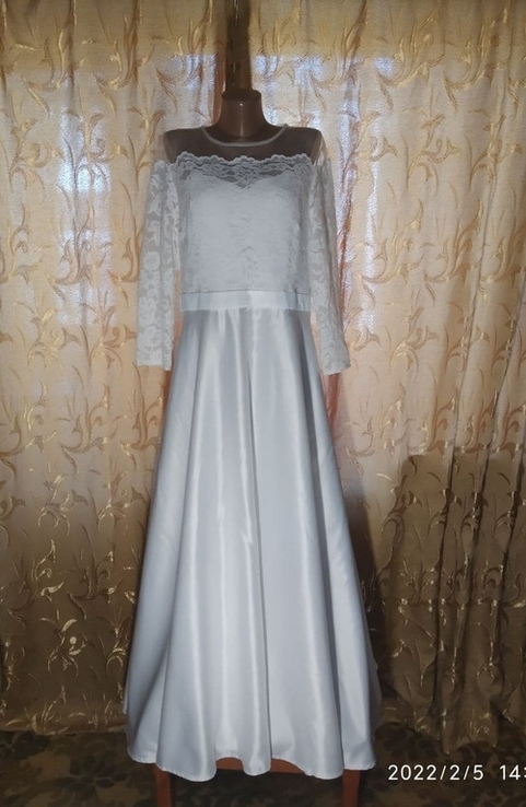 Свадебное платье (верх кружево, юбка- плотный атлас ), фото №4